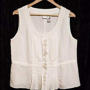 Emma James Embroidered Linen blend Sleeveless top size 12